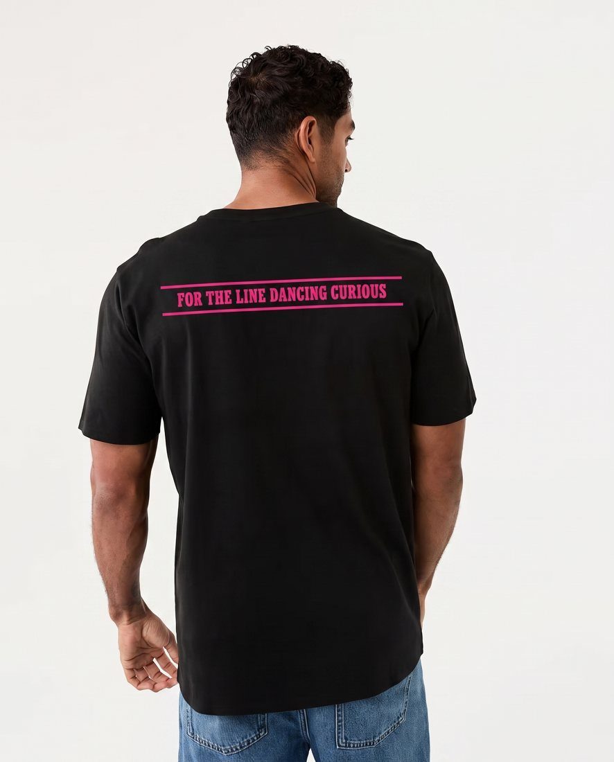 Men's Cut Cotton Crew Neck T-shirt, back, with For the line dancing curious slogan