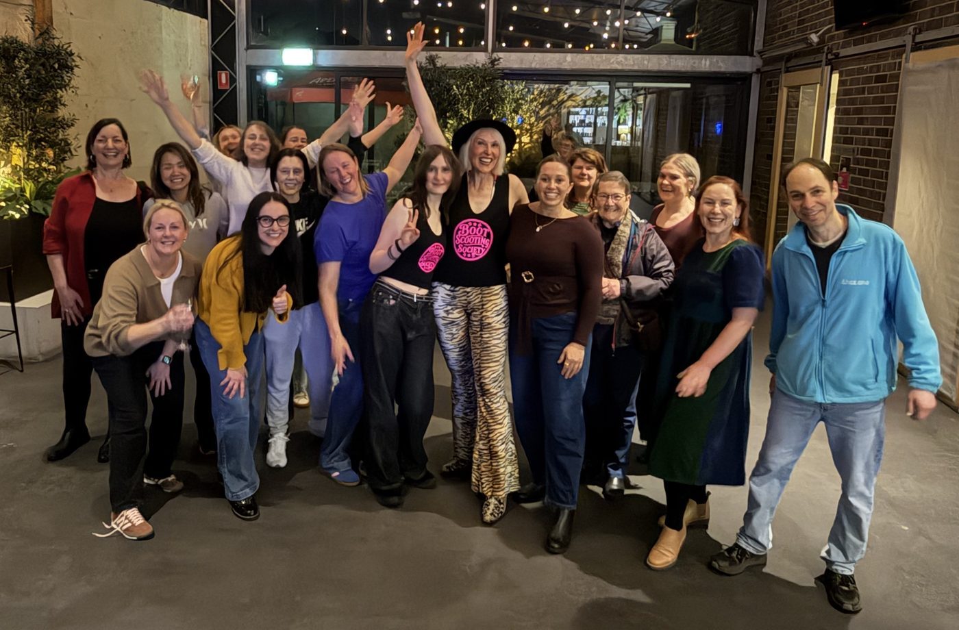 A work Christmas party line dancing with Boot Scooting Society in Melbourne